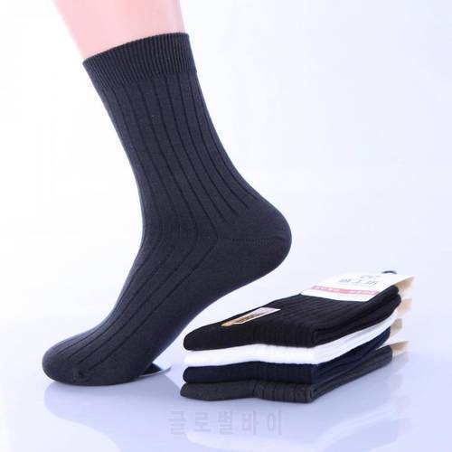 6 Pairs 98% Cotton Striped Business Socks Lot Mens Autumn Winter Thick Black White Soks Male Brand Quality Elastic Sox BOC109