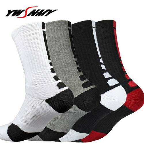 High Quality Brand Mens Professional Elite Striped Non-slip Warm CoolMax Male Compression Thicken Bottom Towel Socks for Men
