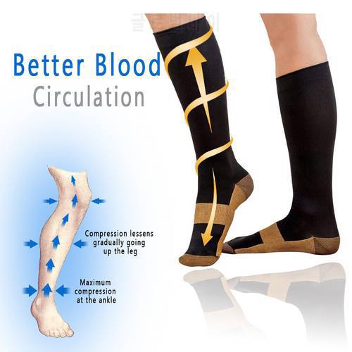 2/3 Pair Unisex Copper Compression Socks Women Men Anti Fatigue Pain Relief Knee High Socks 15-20 MmHg Graduated For BR Jhonatan