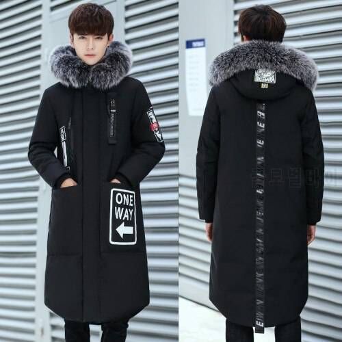 2020 Fashion Winter Jacket Men Hooded Fur Parka Men Warm White Duck Down Jacket Plus Size 3XL Streetwear Coat Men Long