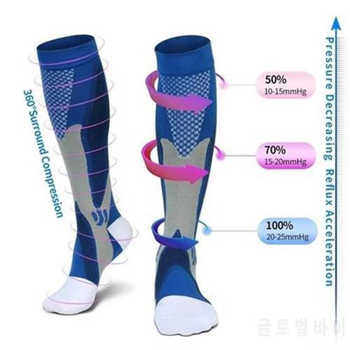 Men Women Compression Socks Fit For Football Sports Anti Fatigue Pain Relief Knee High Stockings Black Compression Socks 1 Pair