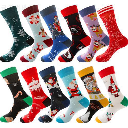 2020 Autumn Winte Men Socks Christmas Tree Snow Gift Warm Cotton Stocking New Year Funny Gifts Santa Claus Personality Fashion
