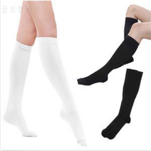 Nylon Blend Knit Thigh Slim High Socks Autumn Warm Fashion Opaque Long Socks White Black
