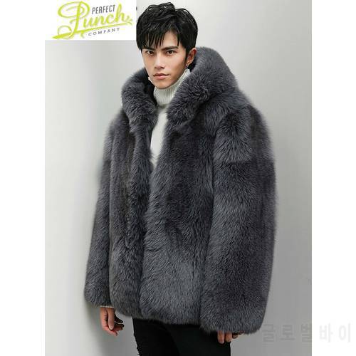 New Natural Fox 2021 Winter Jacket Real Coat Men Hooded Genuine Fur Jackets and Coats Warm 8290 KJ4419