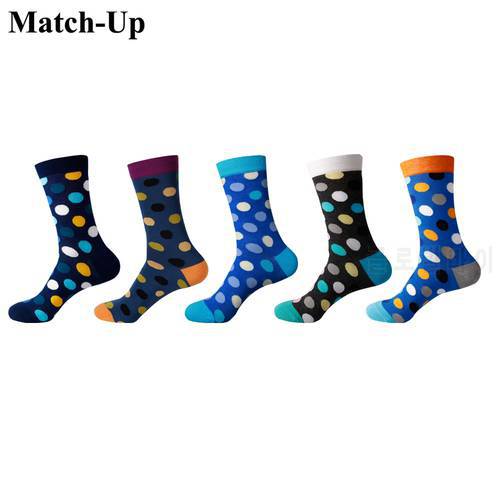 Match-Up Men&39s Socks Combed Cotton Long Color big round point Funny Socks Novelty Creative(5 Pairs/Lot) US 7.5-12