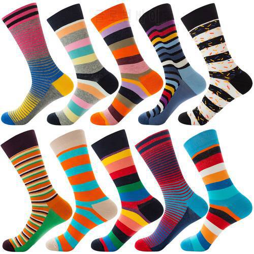 Autumn Happy Socks Stripe Male Socks Woman Tide Socks Colour Street Personality In Socks hip hop hombre erkek corap winter socks