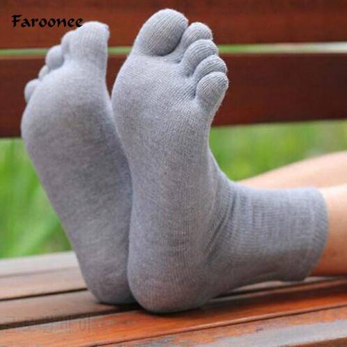 1 Pair Male Mens Spring Autumn 5 Toe Socks High Quality Breathable Five Toes Crew Full Fingers Socks Gray Black Breathable
