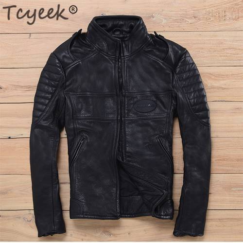 Tcyeek Natural Real Leather Jacket Men Winter Spring Mens Leather Jackets 2020 Streetwear Moto Biker 100% Genuine Leather Coat