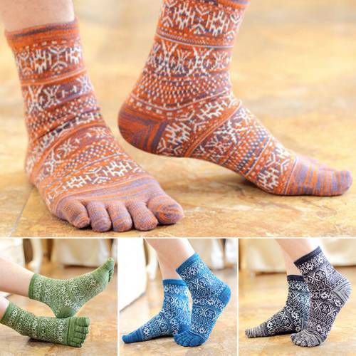 1 Pair Five Finger Socks Men&39s 4 Colors Vintage Casual Style Cotton Men&39s Socks Male Thermal/Thick Warm Socks & Hosiery