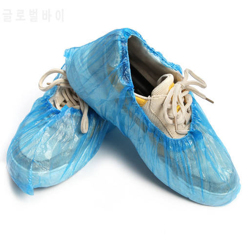 100PCS Disposable Shoe Cover Blue Anti Slip Waterproof Dustproof Plastic Cleaning Overshoes Boot Safety Homes Shoe Accessories