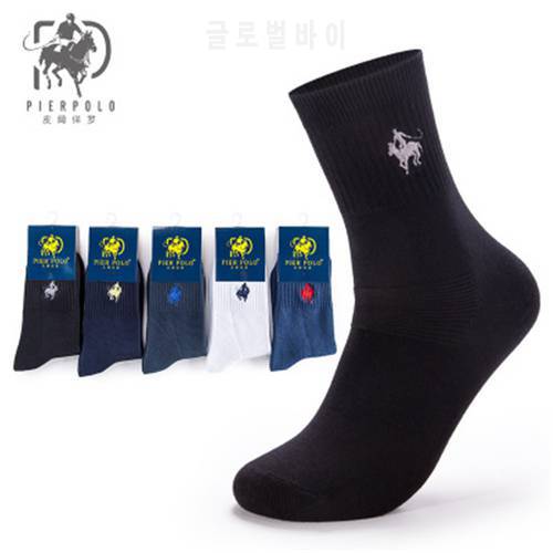 Double needle embroidered solid color, men&39s cotton tube socks ZQ072