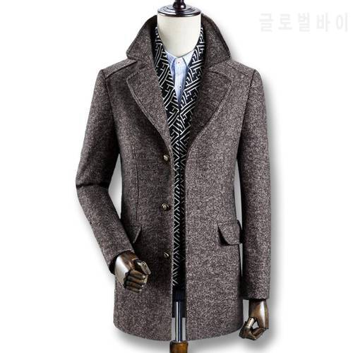 Men Winter Autumn Thick Wool Coats Parkas Male Casual Fashion Slim Fit Large Size Business Dress Coats Blends Men