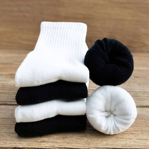 5Pairs/lot Thicken Cotton Men&39s Socks Solid Terry Long Socks Women Black White Warm Thick Socks Male Sport Casual Calcetines