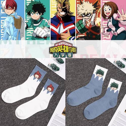 My Hero Academia Crew Man Socks Anime Casual Cotton Mens Sock Cartoon Sox Blue Standard Autumn Winter Classic Calcetines Hombre
