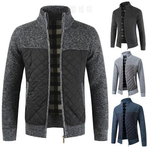 Casual Men Pullovers Knitted Top Soft Pullovers Knitted Top Autumn Zip Thick Knitted Sweater Pockets Warm Slim Cardigan Coat Top