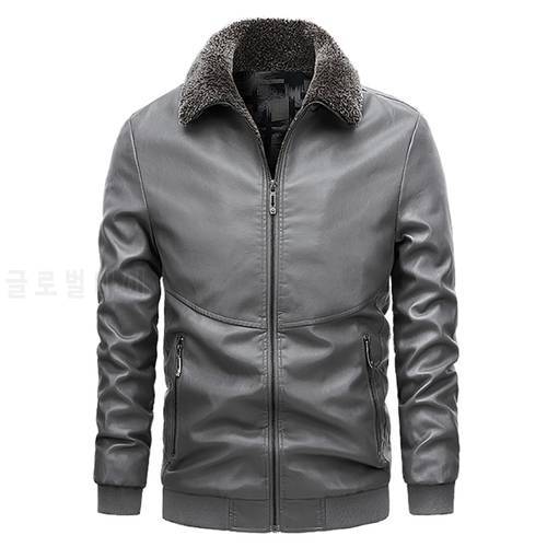 MANTLCONX Plus Size 7XL 8XL Faux Fur Coat Men&39s Leather Jacket Autumn Winter Warm Thick Outerwear Men Windbreak Leather Coats