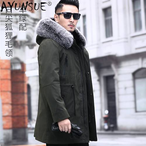 AYUNSUE Men Jacket 2020 Men&39s Clothing5XL 6XL 7XL Winter Mens Clothes Real Mink Parkas 100% Fox Fur Collar Coat Male Ropa LXR470