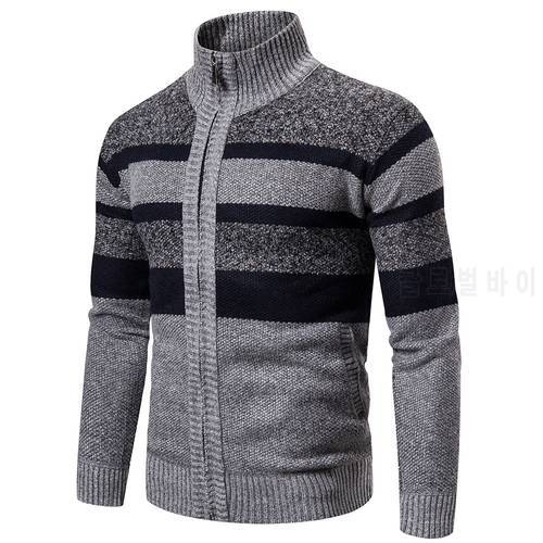 autumn Winter cardigan men striped knitted cardigan men&39s winter jacket coat zipper cardigan Warm Knitted Sweater