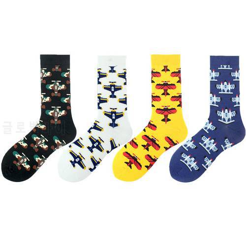 Casual Breathable Men Plane Cartoon Fashion Creative Sox Cotton Socks Winter Set Warm From The Factory Dropshipping Contact Us