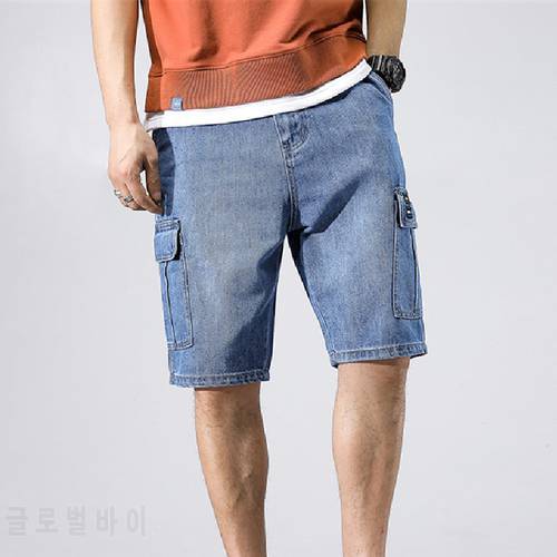 Men Classic Fit Stylish Straight Leg Denim Shorts with Pockets 2021 Summer New Blue Pocket Cowboy Short Bottoms Plus Size S-4XL