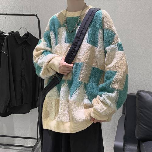 Fashionable Men&39s Warm Sweater Retro 2 Color O-Neck Knitted Loose Comfortable Pullover Autumn And Winter Korean Casual Wear 2XL