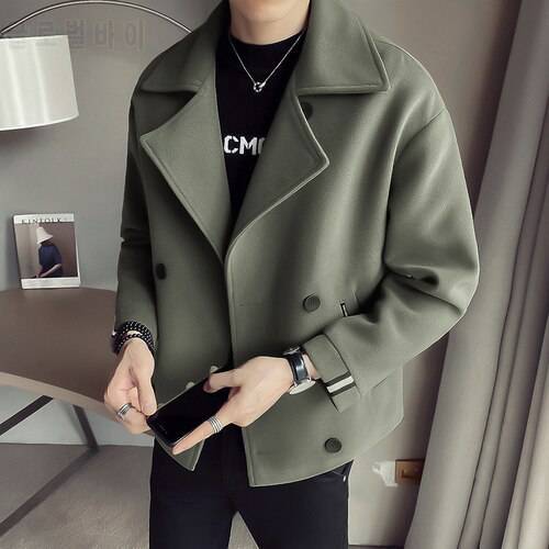 Men&39s Casual Woolen Coat Solid Color Single-Breasted Slim Tops 2021 Autumn And Winter Hot Selling Street Fashion Clothing M-3XL