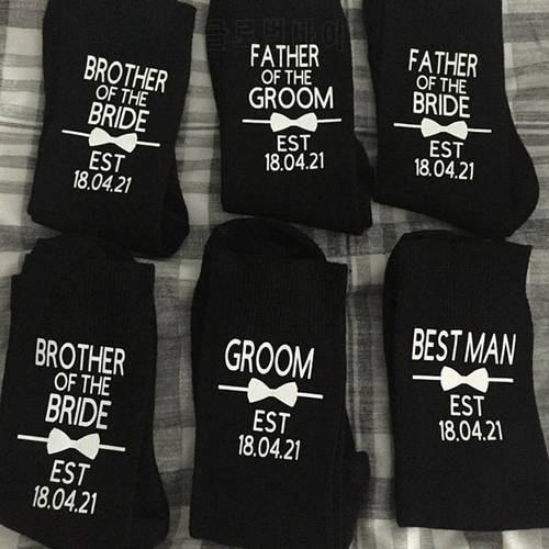 New Personalized Groom Socks Father of the Bride Best Man Groomsman Wedding Party Socks Custom Name Men&39s Birthday Gifts Favor