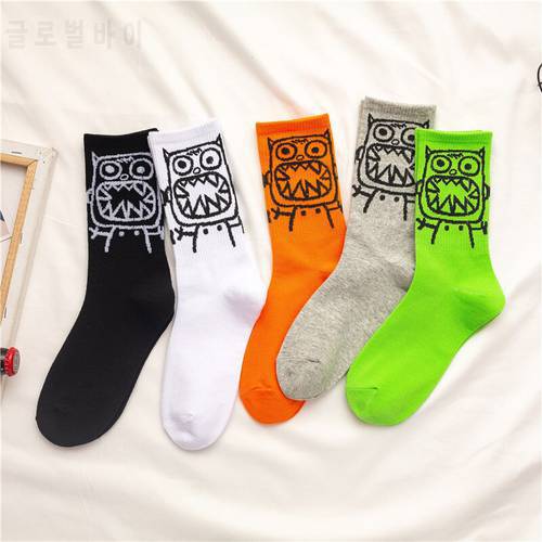 Chinese Year and Summer Cotton Cartoon Pattern Hip Hop Style Breathable Tube Socks Skateboard Socks 1Pair Men&39s Soft SOCKS