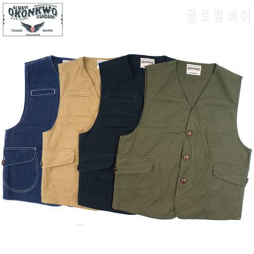 Vintage Game Pocket Canvas Vest Hunting Fishing Outdoor Waistcoat Jacket For Men Four Colors
