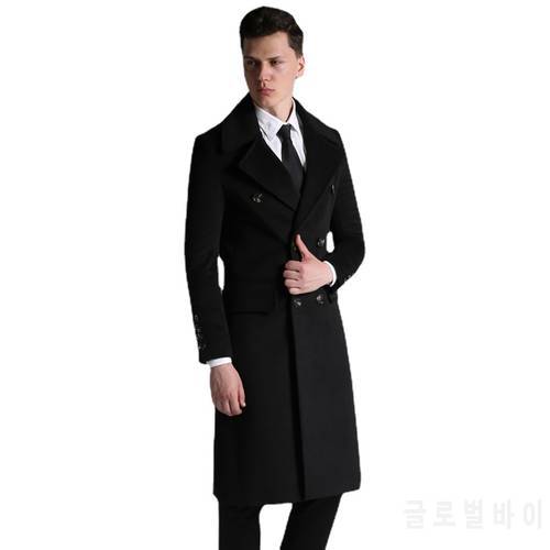 Fashion Cashmere Coat Over-the-Knee Men&39s New Style Large Lapel Business Large Size Woolen Jacket Mens Coats and Jackets