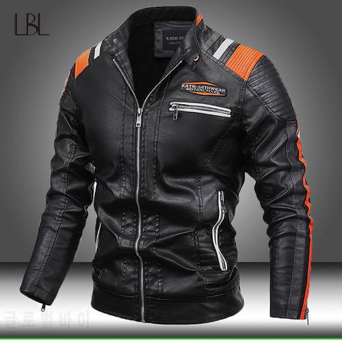 Men Winter New Causal Vintage Leather Jacket Coat Mens Autumn Zipper Design Motor Biker PU Leather Jacket Male Baseball Outwear