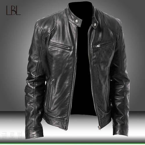 Winter Leather Jacket Men Warm Motorcycle PU Jacket Slim Fit Male Autumn Faux Leather Coat Men&39s Casual Zipper Warm Windbreaker