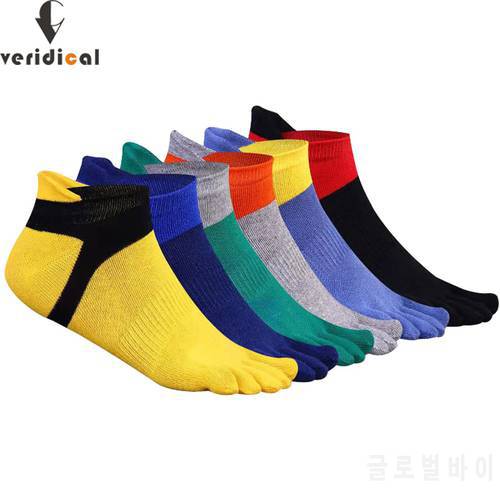 Pure Cotton Five Finger No Show Socks Mens Sports Breathable Comfortable Shaping Anti Friction Ankle Socks With Toes EU 38-44