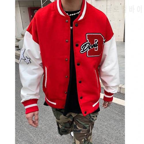 2021 new letter embroidery men&39s jacket jacket stitching embroidery baseball uniform men&39s casual loose Y2K couple jacket