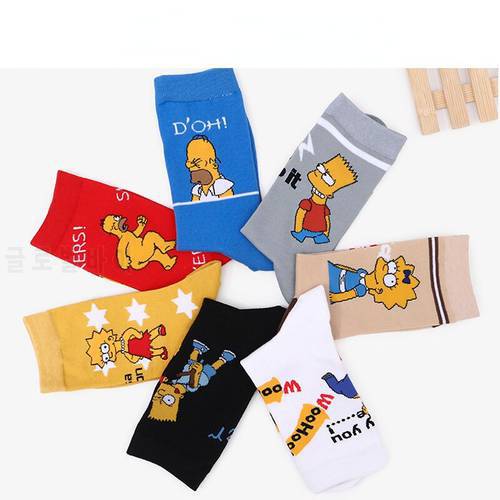 NEW Simpsons Men and Women&39s Socks Couples Cotton Fashion Cartoon Happy High Quality Stitching Soft Comfortable Crew Socks