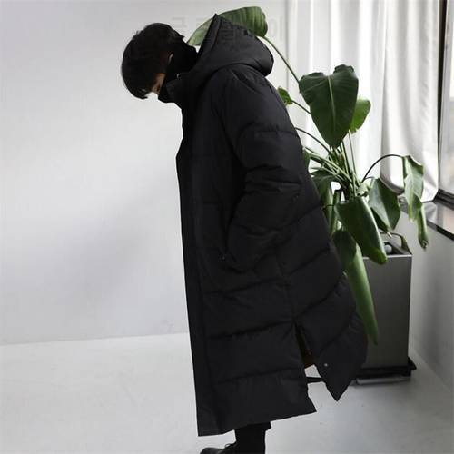 Winter Korean Edition Men&39s wear Even Hat Long Male Keep Warm Cotton-padded Clothes loose large size Cashmere thickened coat