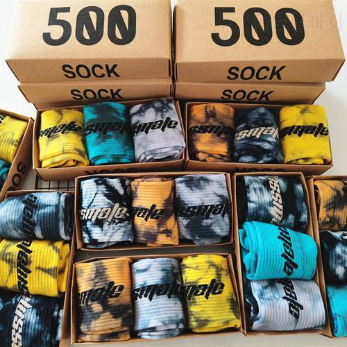 Men’s socks New Fashion Tie-dye Calabasas Personality Basketball Match Tidal Youth Designer Socks 3 Pairs/Box Gift Pack