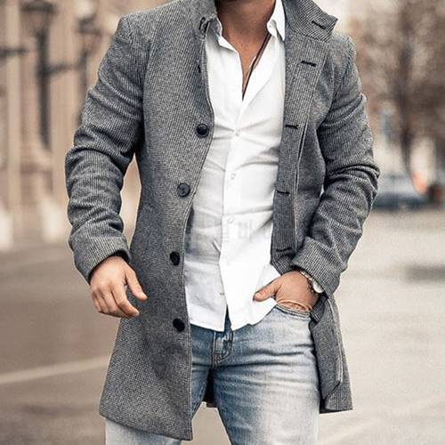 Cool Men Coat Winter Male Elegant Casual Office Business Man Trench Jackets 2022 Autumn Slim Fit Woolen Outwear Button Coats