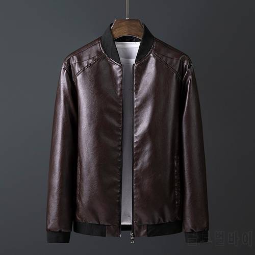 Autumn and Winter Men&39s Leather Jacket New Wild Youth Blazer PU Leather Jacket Korean Slim Zipper Streetwear Leather Jacket 8XL