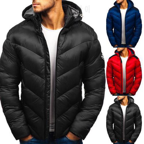 Winter Men Parkas Hooded Coat 2021 Autumn Warm Solid Color Long Sleeved Coat New Slim Streetwear Outwear Male Parkas Jacket