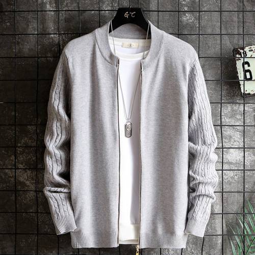 Autumn New Men Cardigan Casual Fashion Simple Zipper Solid Color Mens Cardigans New Winter Basic Sweater Men
