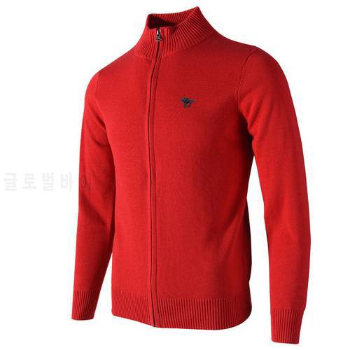 Autumn/Winter Cardigan 100%Cotton Sweater Men&39s Jacket Zipper Sweater Horse Casual Knit Sweater Turtleneck Stand Collar Tops