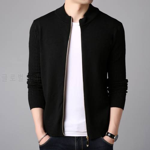 Fashion Cardigan Men&39s Sweaters Jackets Coats Men Knitted Thick Zipper Casual Knitwear Cardigan Coat Solid Stand Collar Sweaters