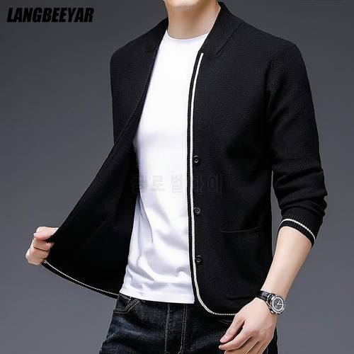Top Quality New Autum Winter Brand Fashion Slim Fit Knit Cardigan Men Japanese Sweater Casual Coats Jacket Mens Clothes 2022
