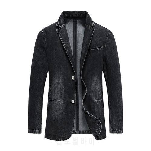 2022Mens Denim Blazer Men Fashion Cotton Vintage Suit Jacket Male Black Coat Denim Jacket Men Slim Fit Jeans Blazers Outwear 3XL