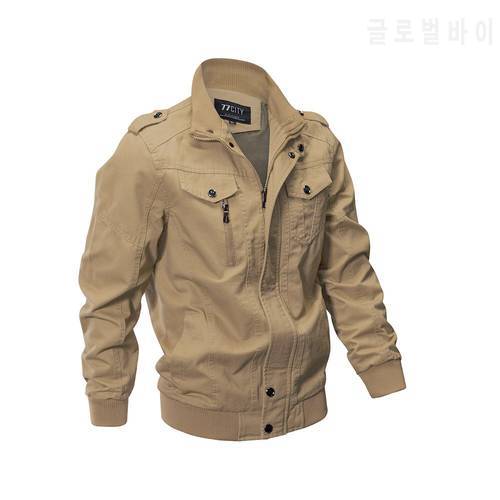 Men Jacket Coat Winter Casual Simple Style Outwear Long Sleeve Loose Zipper Stand Collar Overcoat Military Cargo Outdoor Jackets