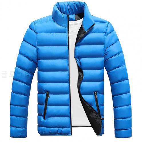 Oversize Men Jacket Winter Warm Thick Waterproof Windbreak Cardigan Stand Collar Pockets Down Coat Outerwear Work