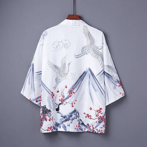 5028 Black White Sunscreen Jacket Men Short Sleeved Loose Thin Chinese Style Vintage Streetwear Kimono Cardigan Beach Coat Tide