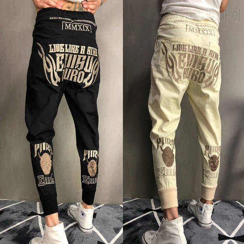 2020 new cotton jeans men&39s high-quality casual pants men&39s cropped pants overalls printed letters jeans men&39s embroidery bikers