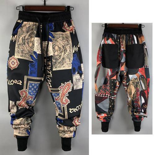 Men&39s spring trend flower pants casual men&39s feet Harlan Korean personality net red with the same social guy large size trousers